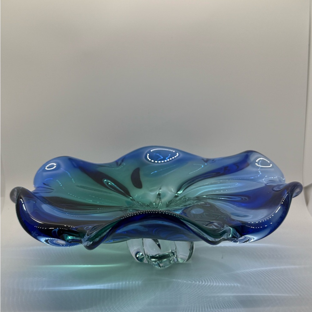 Royal Gallery of Poland Blue and‎ Green Glass Art bowl